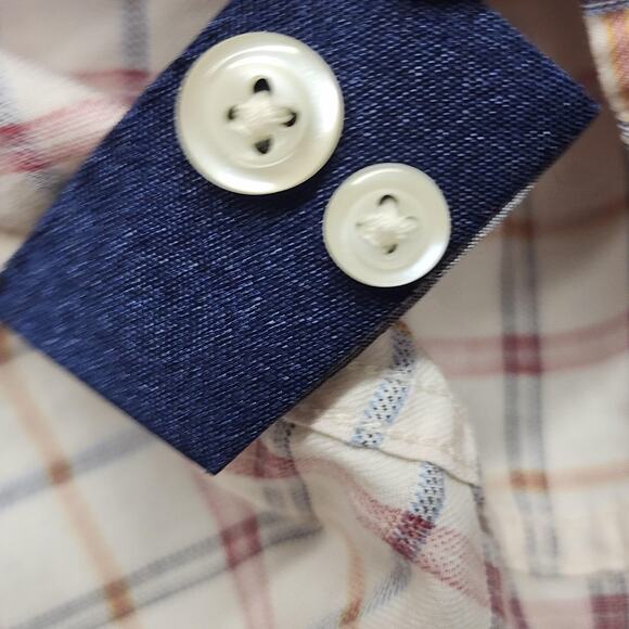 Austin Reed Shirt Mens Large Multicolor Plaid Button Down Long Sleeve Cotton Vtg - Picture 8 of 8